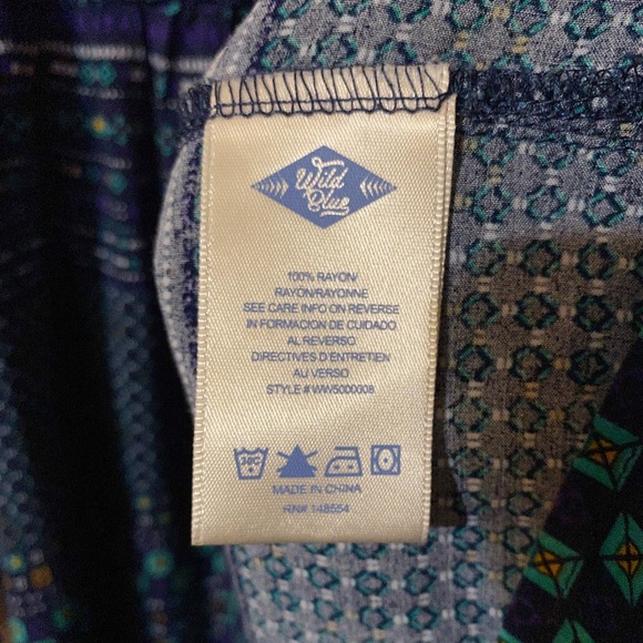 Wild Blue x Sadie Robertson Dress Blue Geometric Stripe Peasant Boho Size M - Picture 5 of 7
